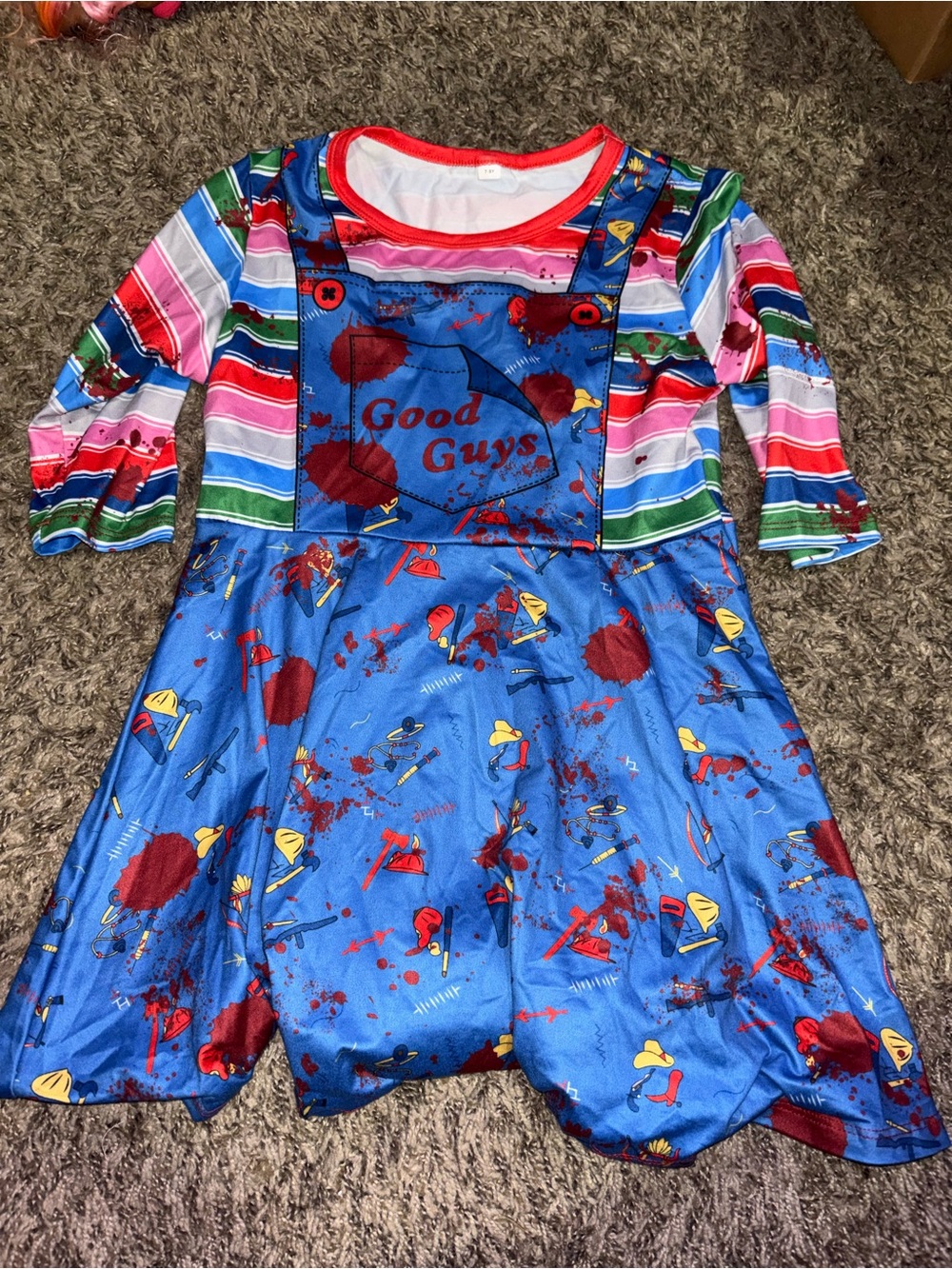 Good Guys Chucky Blue Halloween Dress with Striped Top